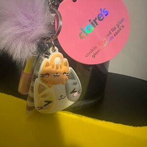 Claire's Cat Keychain with Lip Gloss
